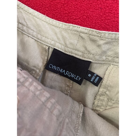 NEUTRAL LINEN SKIRT Cynthia Rowley 100% Linen Beige Mini Skirt Size 8 - Picture 6 of 9